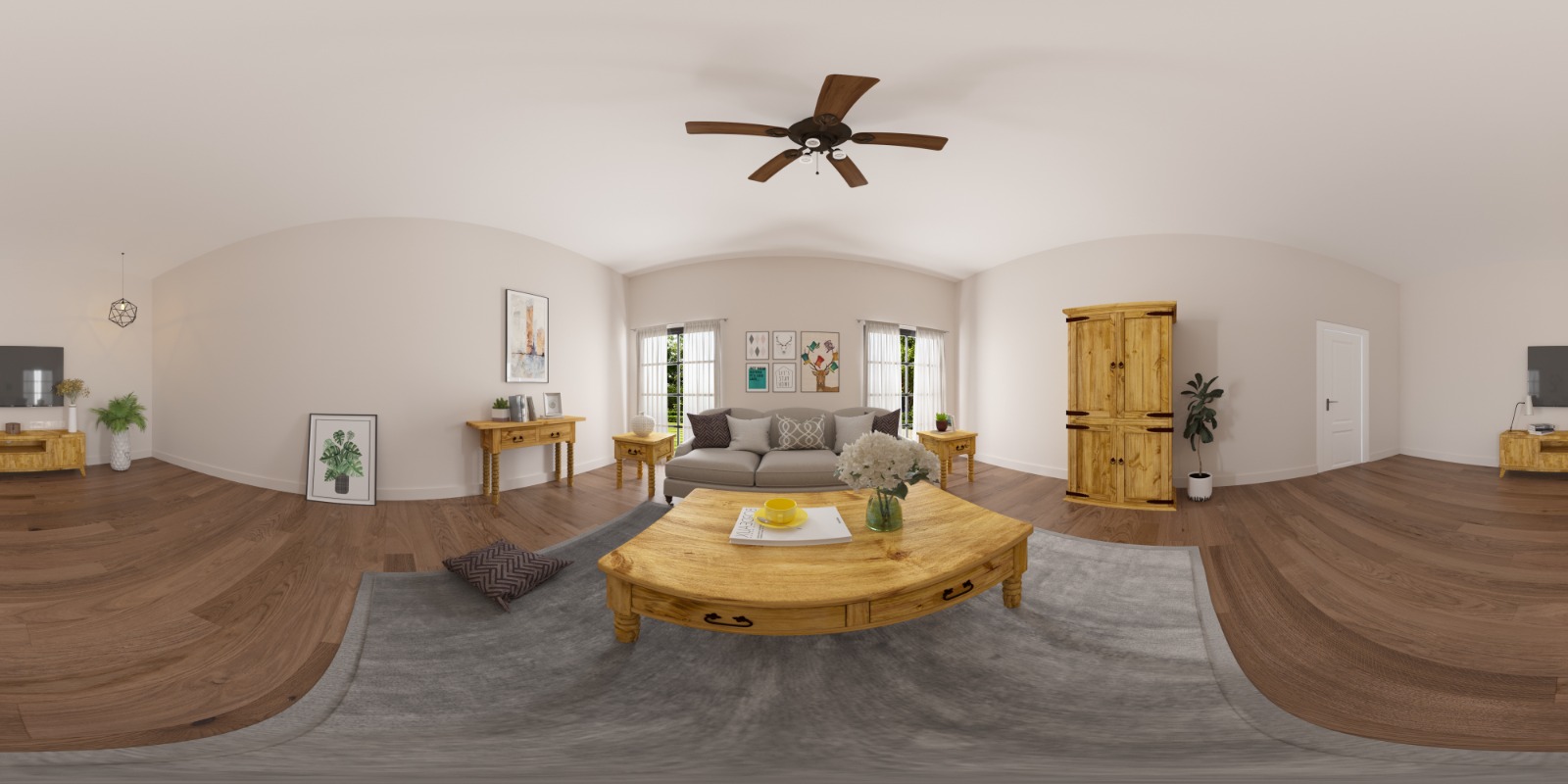 21. 360 Render of a Rustic themed living area, Colorado, USA